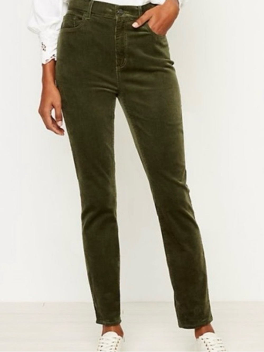 Loft Green High-Waist Corduroy Pants